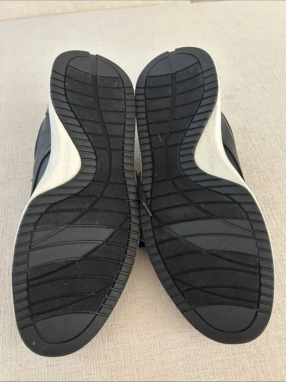Lands End Mens Sport Oxford Shoes Black White Hybrid Sneaker, Mens 9.5, NWT